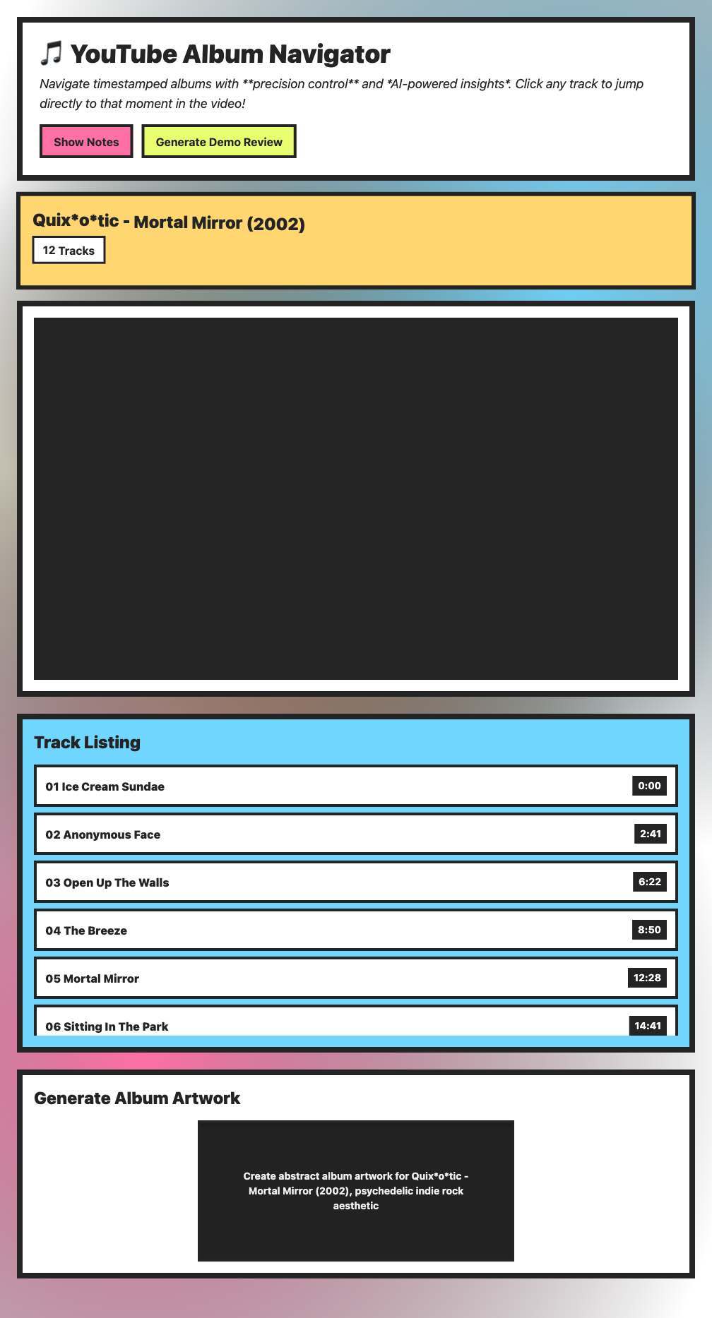 Retro-Futuristic Track Browser Screenshot